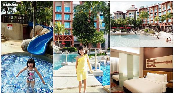 【新加坡住宿】聖淘沙硬石酒店 Hard Rock Hotel（Resorts World Sentosa Hard Rock Hotel）．飯店泳池有人工小沙灘、小滑水道，彌補了房間較普通 - 泊在新加坡 - 壞波妞の旅行食踨